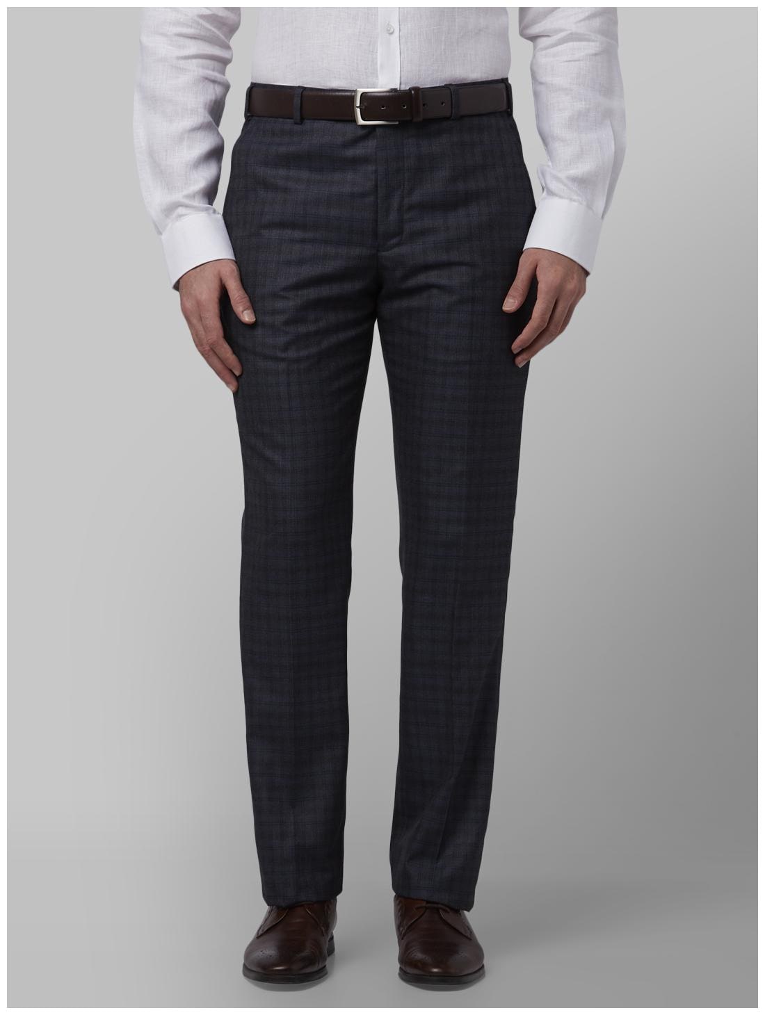 

Park Avenue Men Checked Slim Fit Formal Trouser - Blue