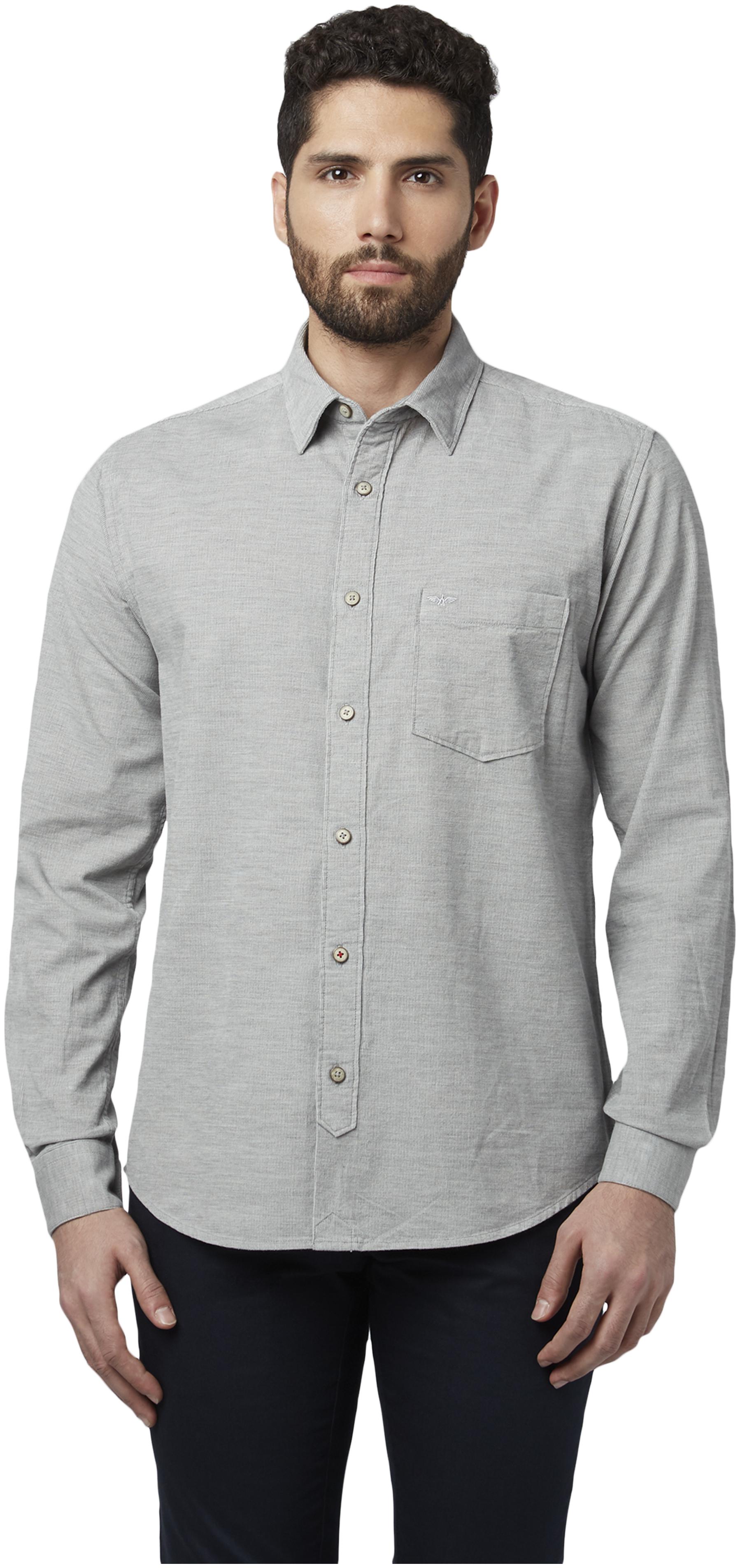 

Park Avenue Men Grey Solid Slim Fit Casual Shirt