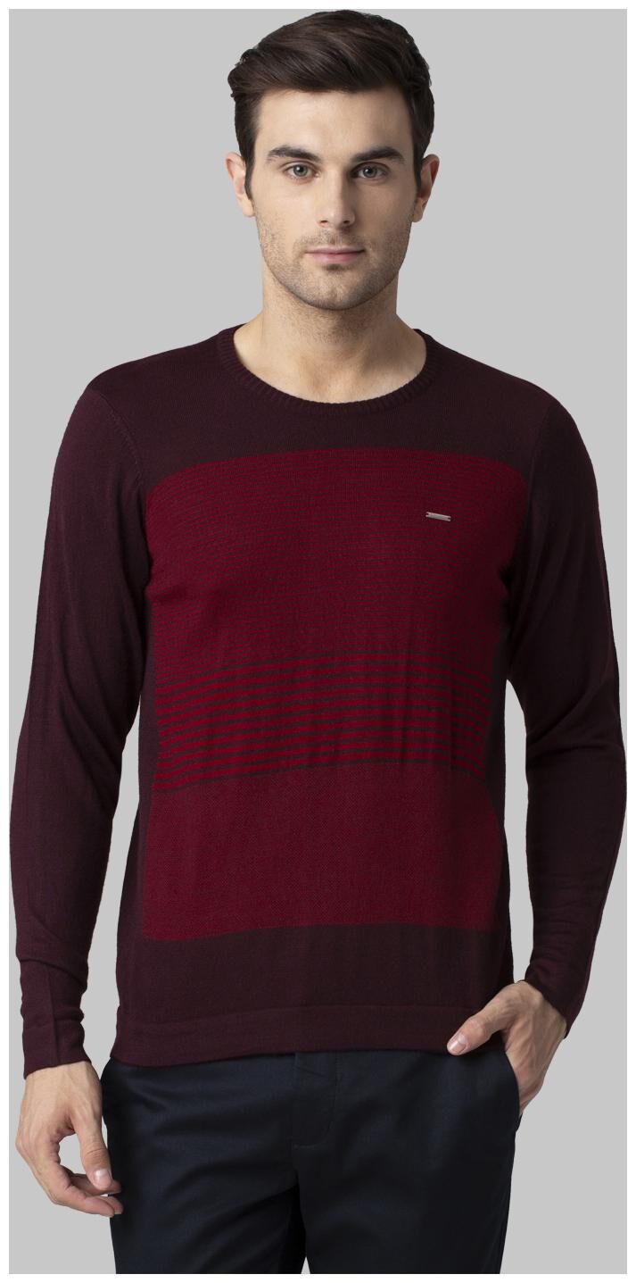 

Park Avenue Men Acrylic Striped Pullover Red