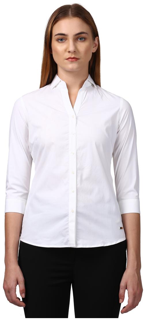 

Park Avenue Women White Solid Regular Fit Shirt