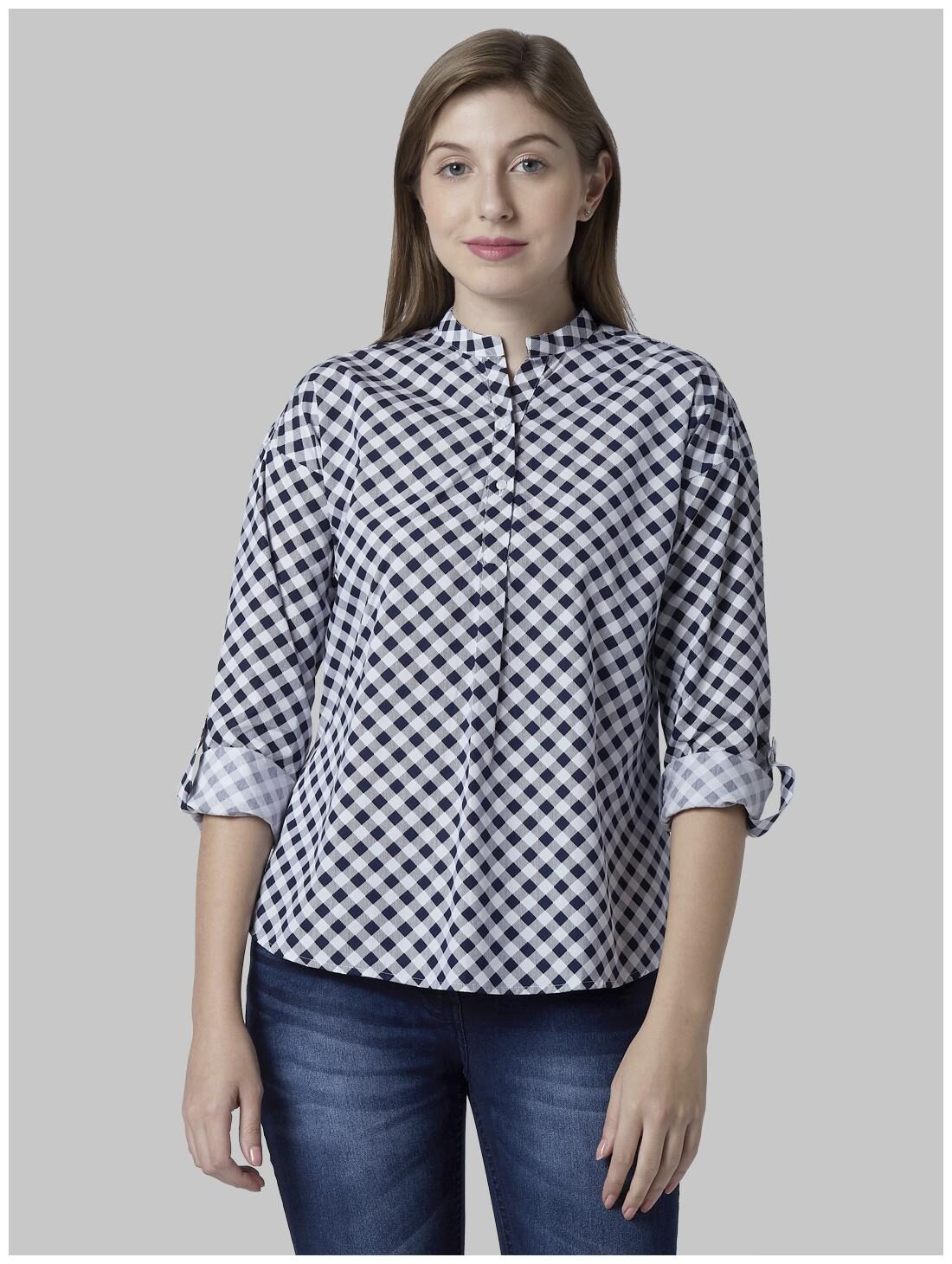 

Park Avenue Women Checked Regular top - Blue