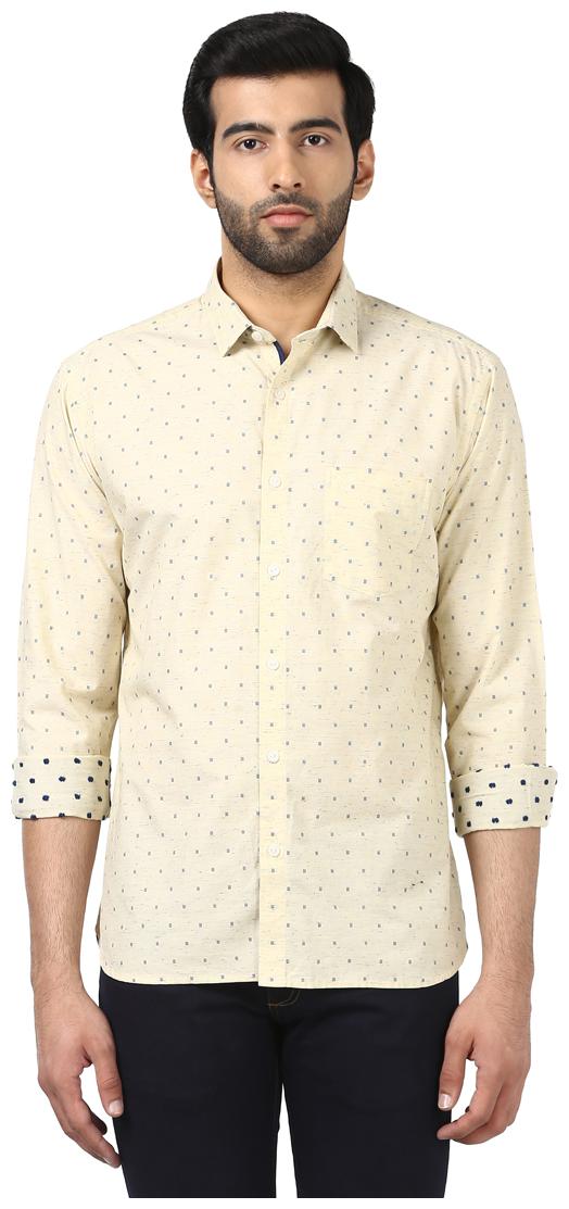 

Park Avenue Men Yellow Printed Slim Fit Casual Shirt