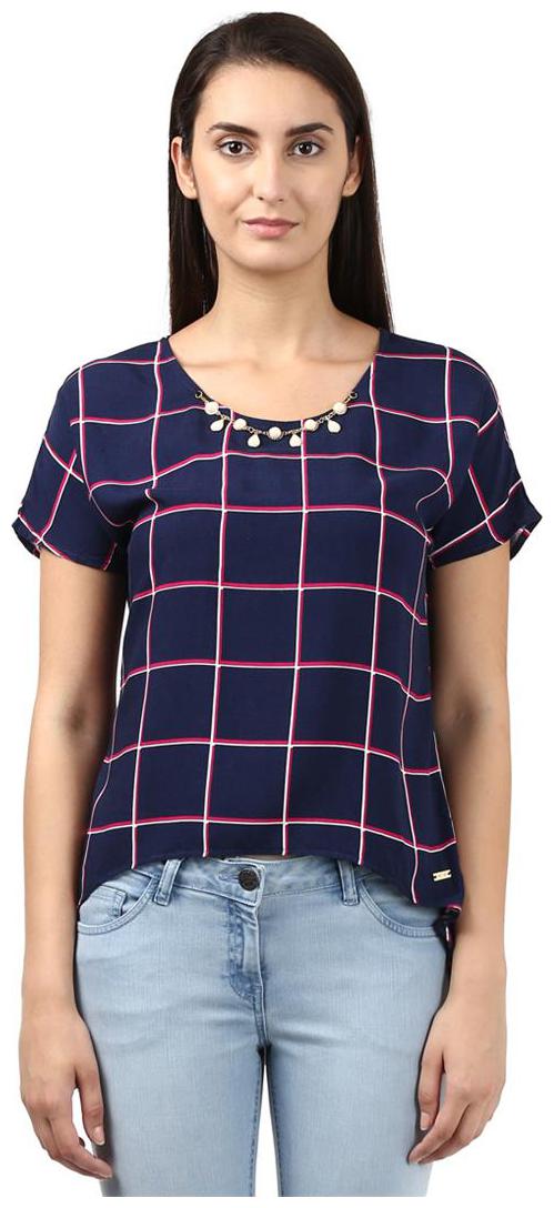 

Park Avenue Women Checked Regular top - Blue