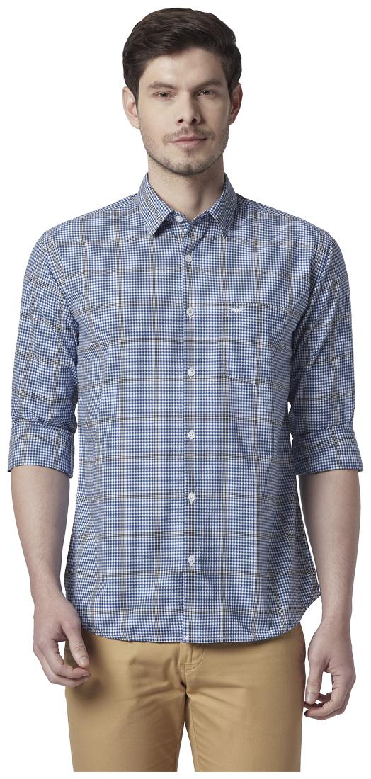 

Park Avenue Men Blue Checked Slim Fit Casual Shirt