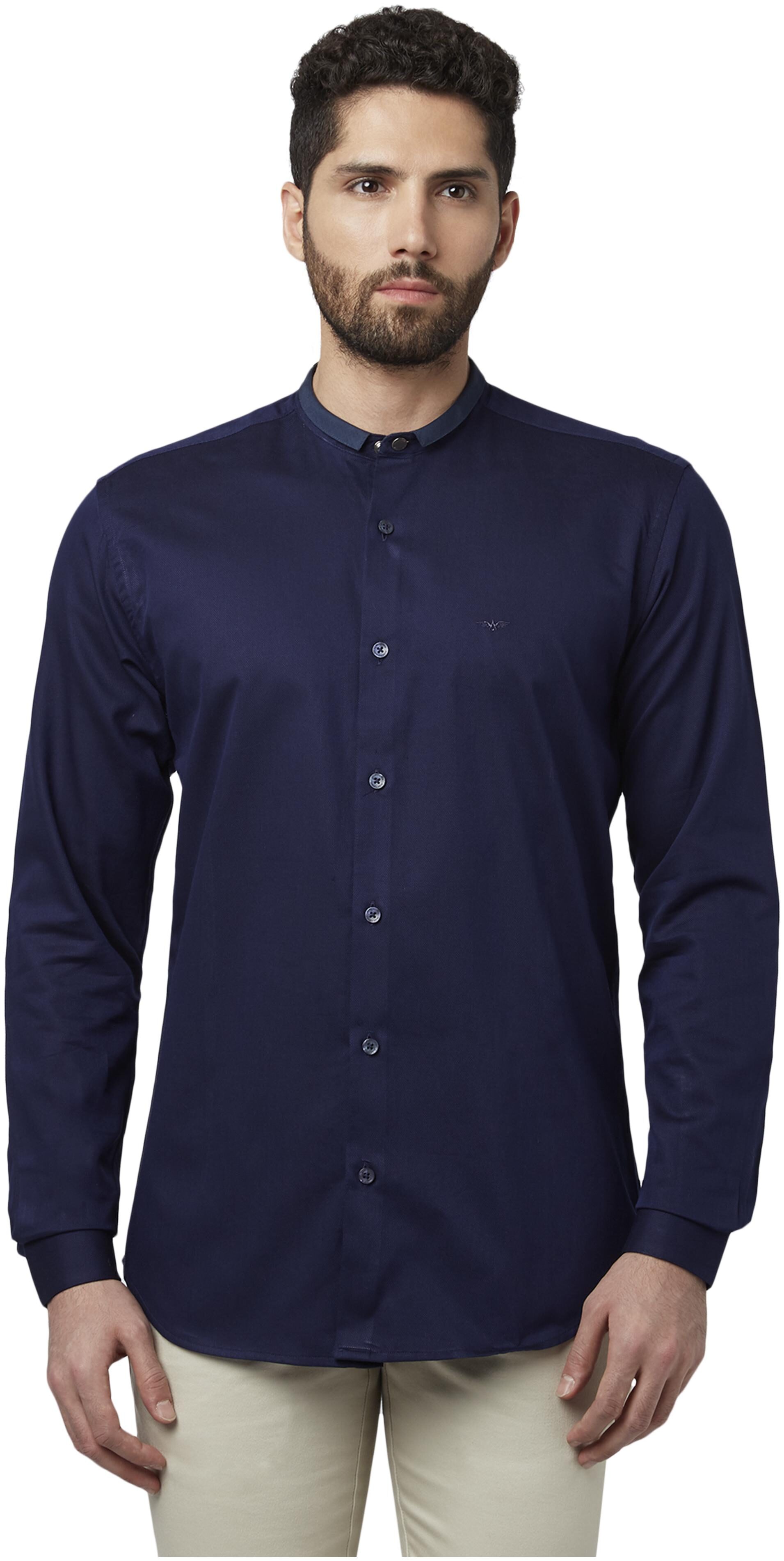 

Park Avenue Men Blue Solid Slim Fit Casual Shirt