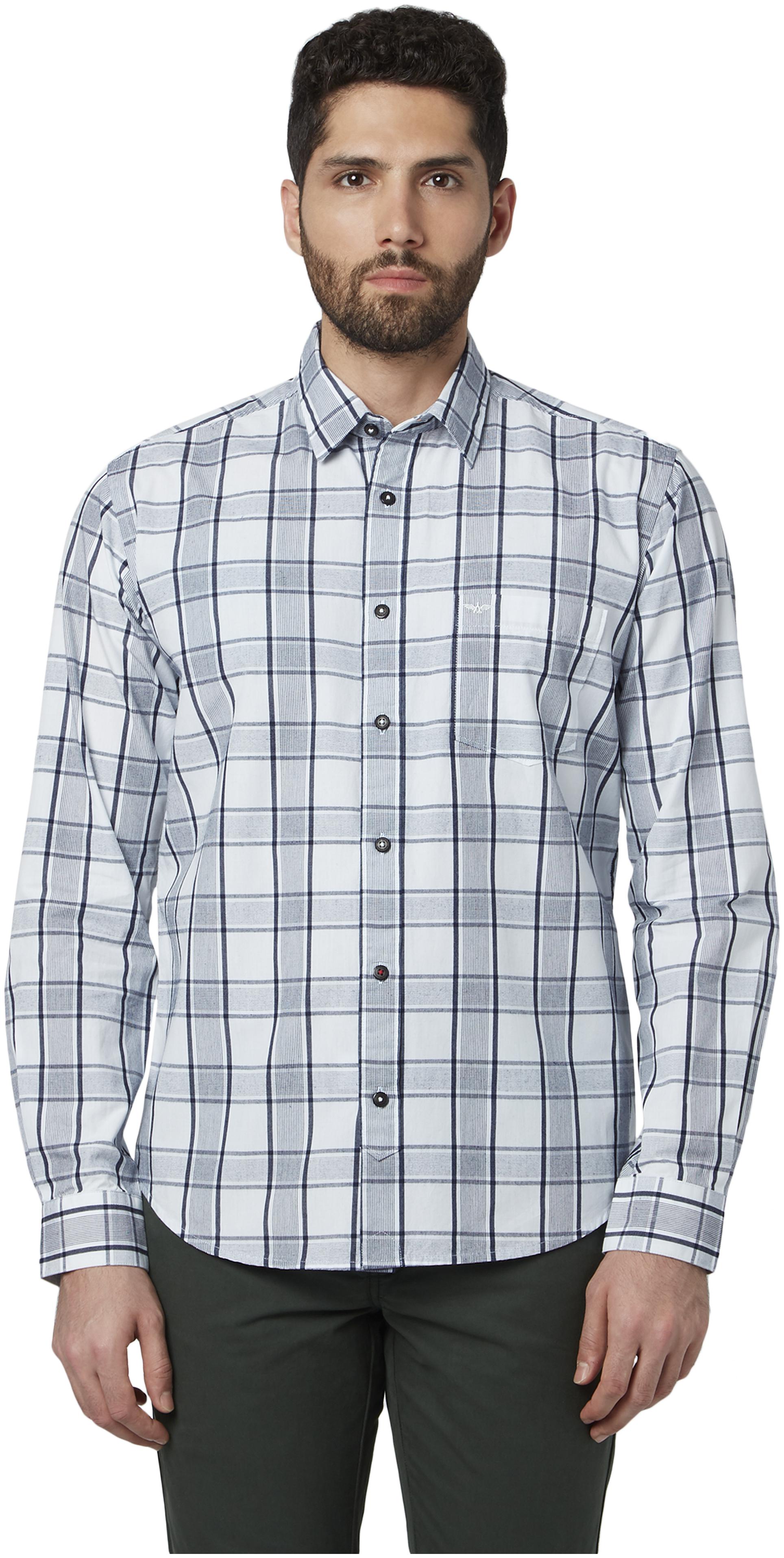 

Park Avenue Men White Checked Slim Fit Casual Shirt