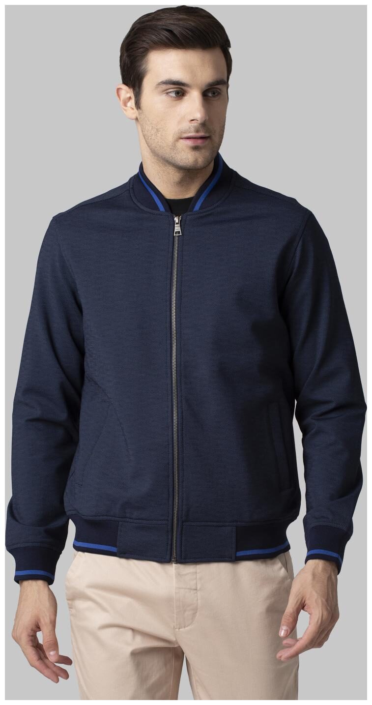 

Park Avenue Men Blue Solid Bomber jacket