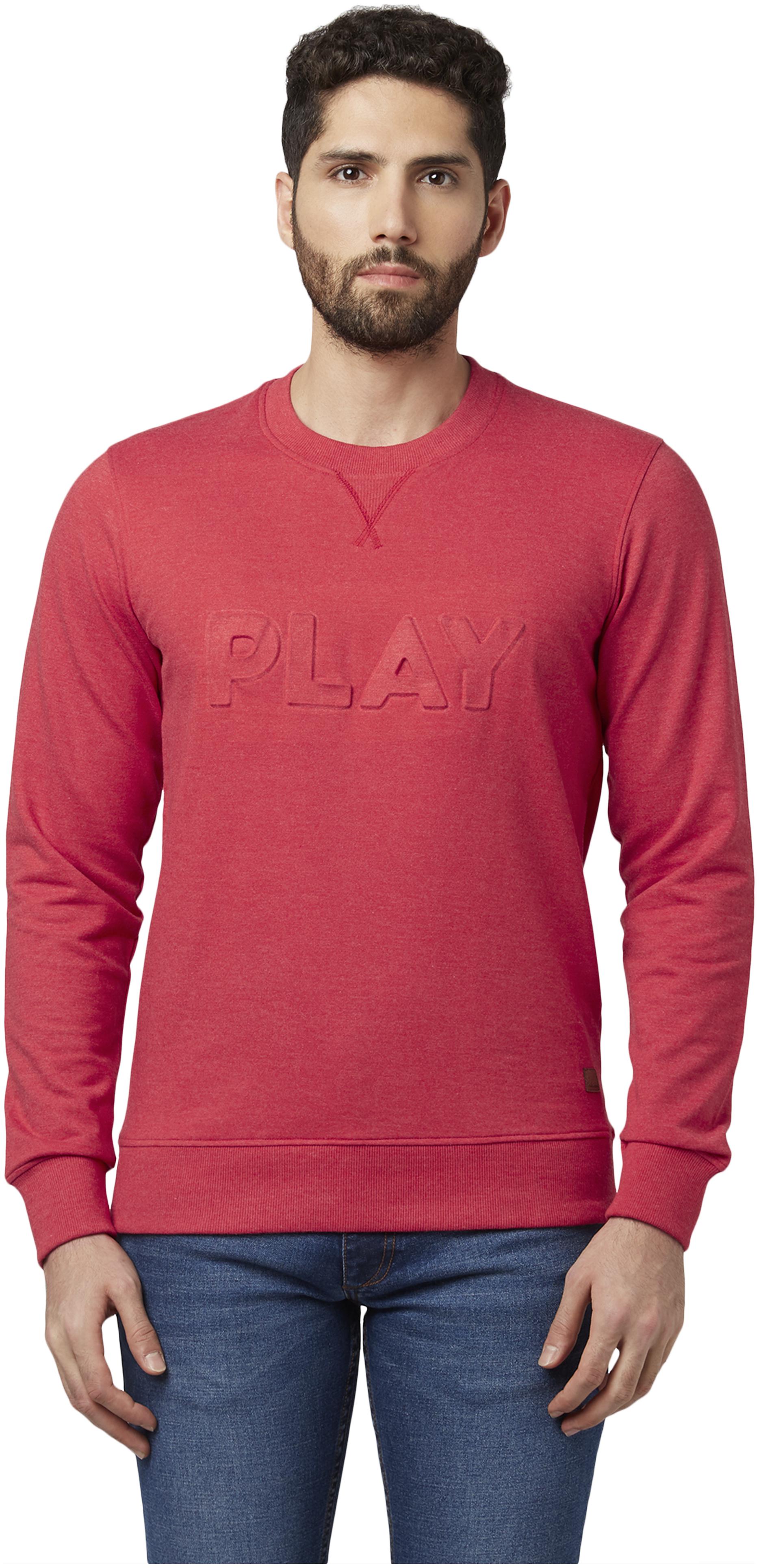 

Park Avenue Men Cotton Textured Sweatshirt Red