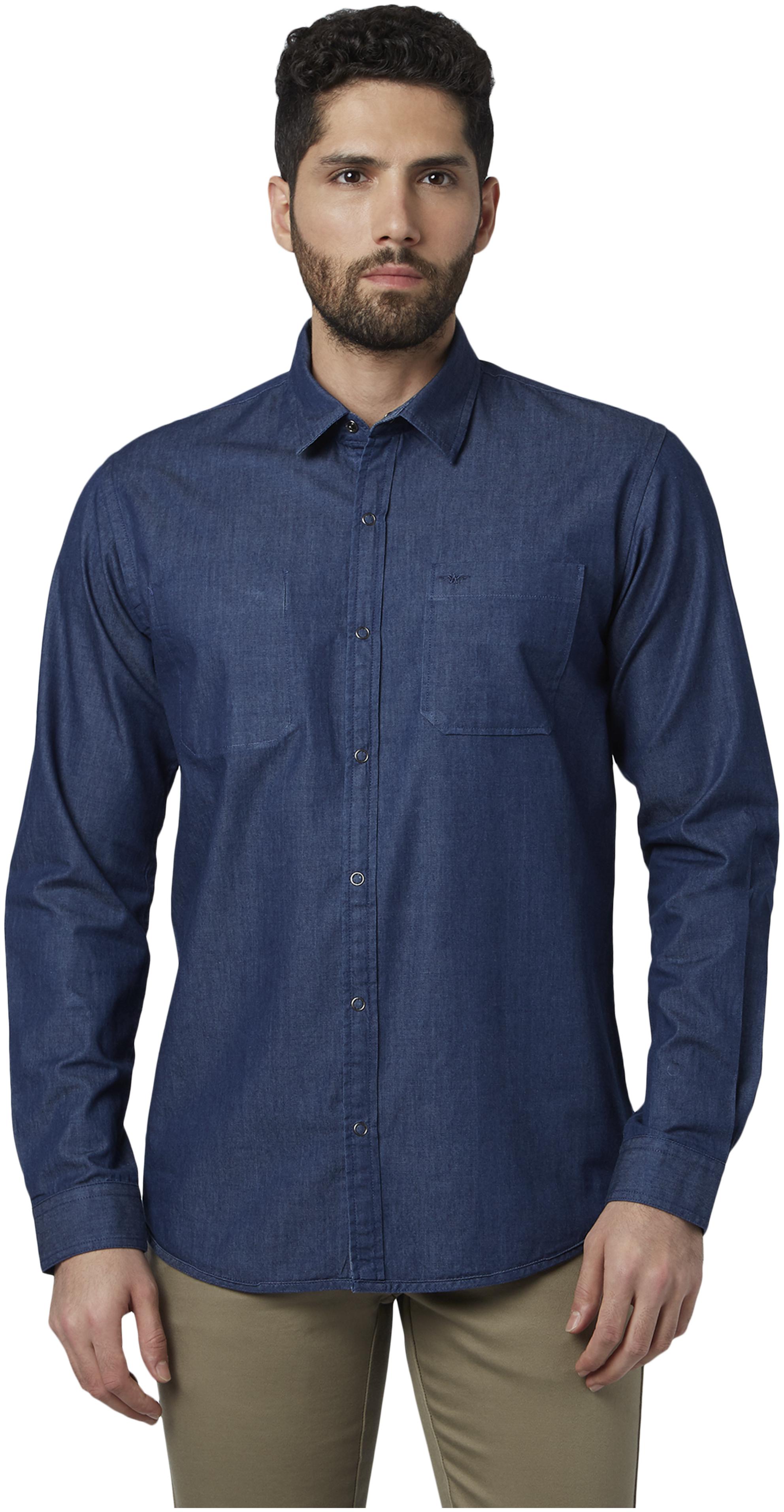 

Park Avenue Men Blue Solid Slim Fit Casual Shirt