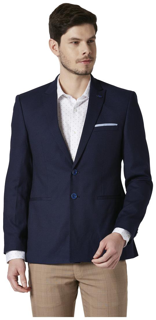 

Park Avenue Men Blue Textured Super slim fit Single Breasted Blazer