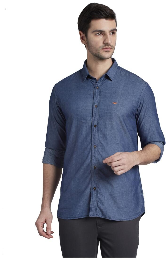 

Park Avenue Men Blue Solid Regular Fit Casual Shirt