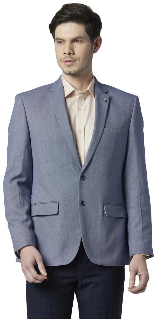 

Park Avenue Men Blue Textured Regular fit Single Breasted Blazer