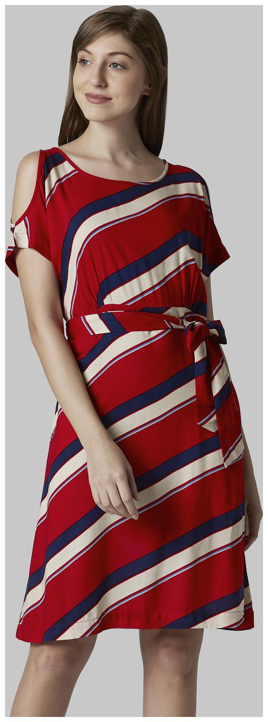 

Park Avenue Red Striped Fit flare dress