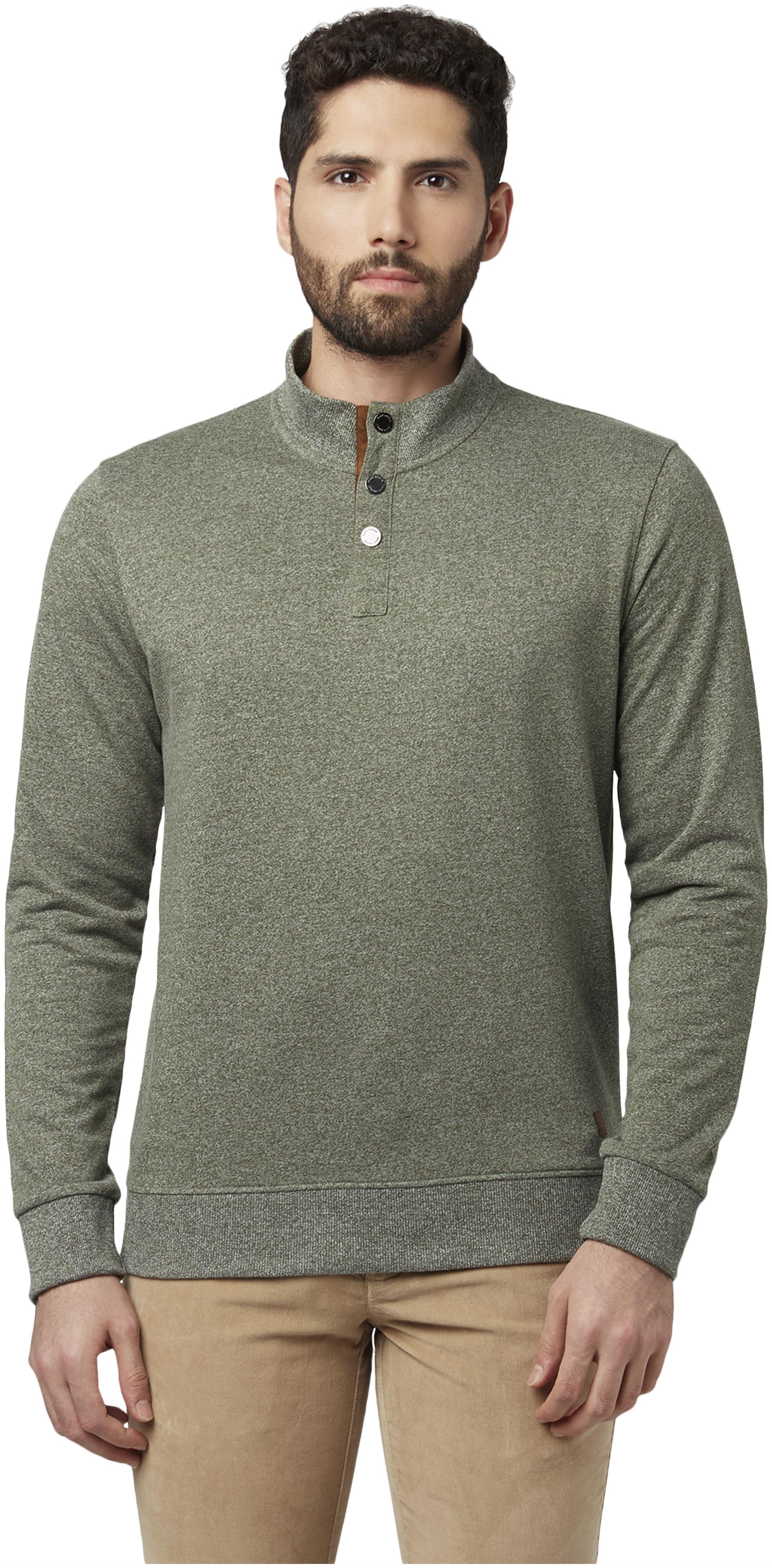 

Park Avenue Men Cotton Textured Sweatshirt Green