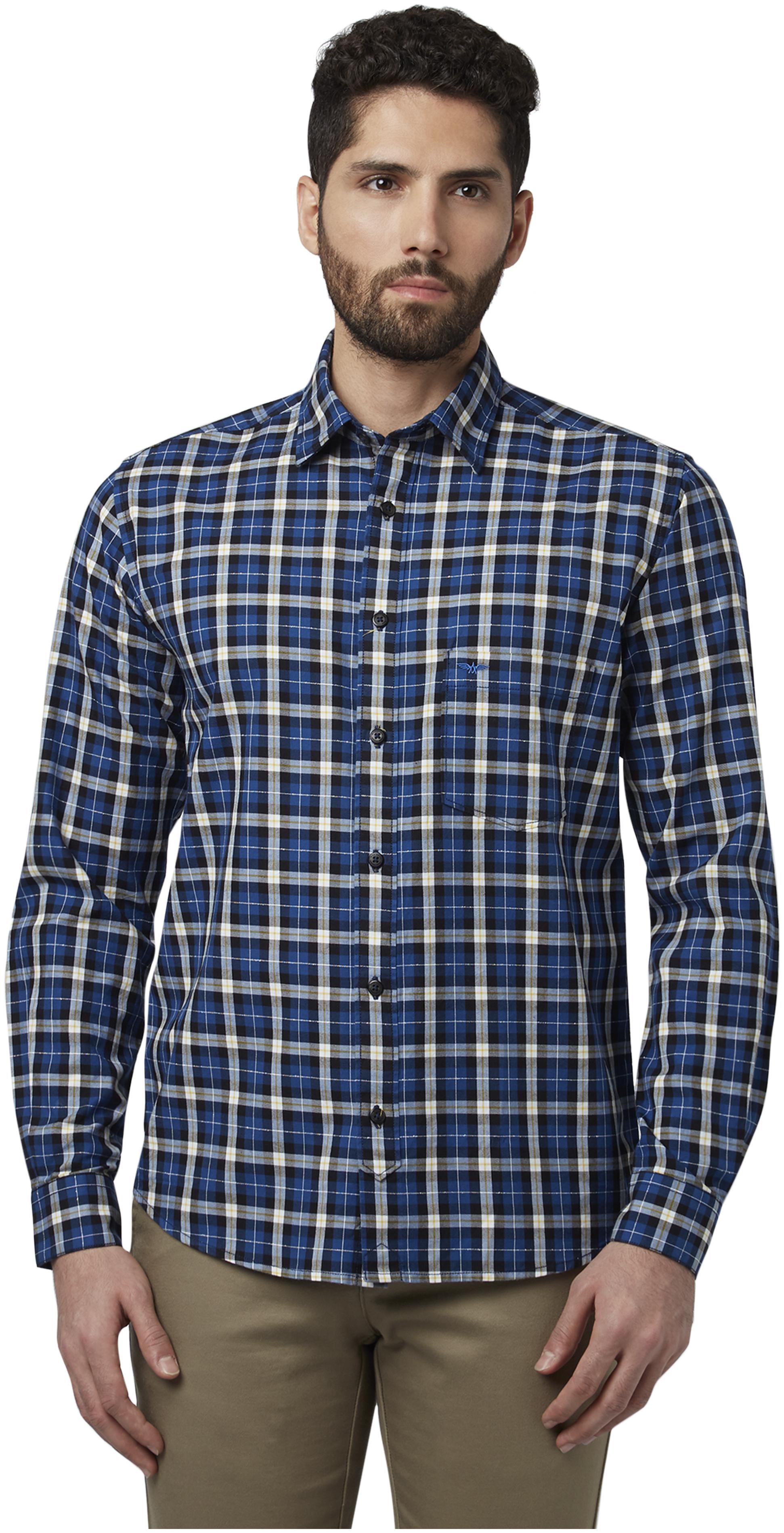 

Park Avenue Men Blue Checked Slim Fit Casual Shirt