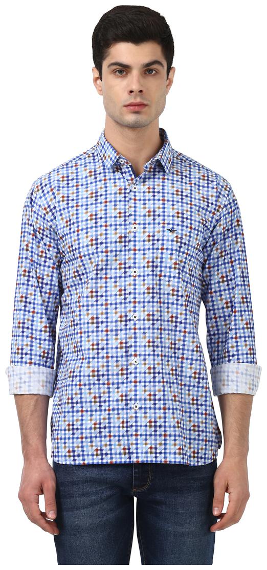 

Park Avenue Men Blue Printed Slim Fit Casual Shirt