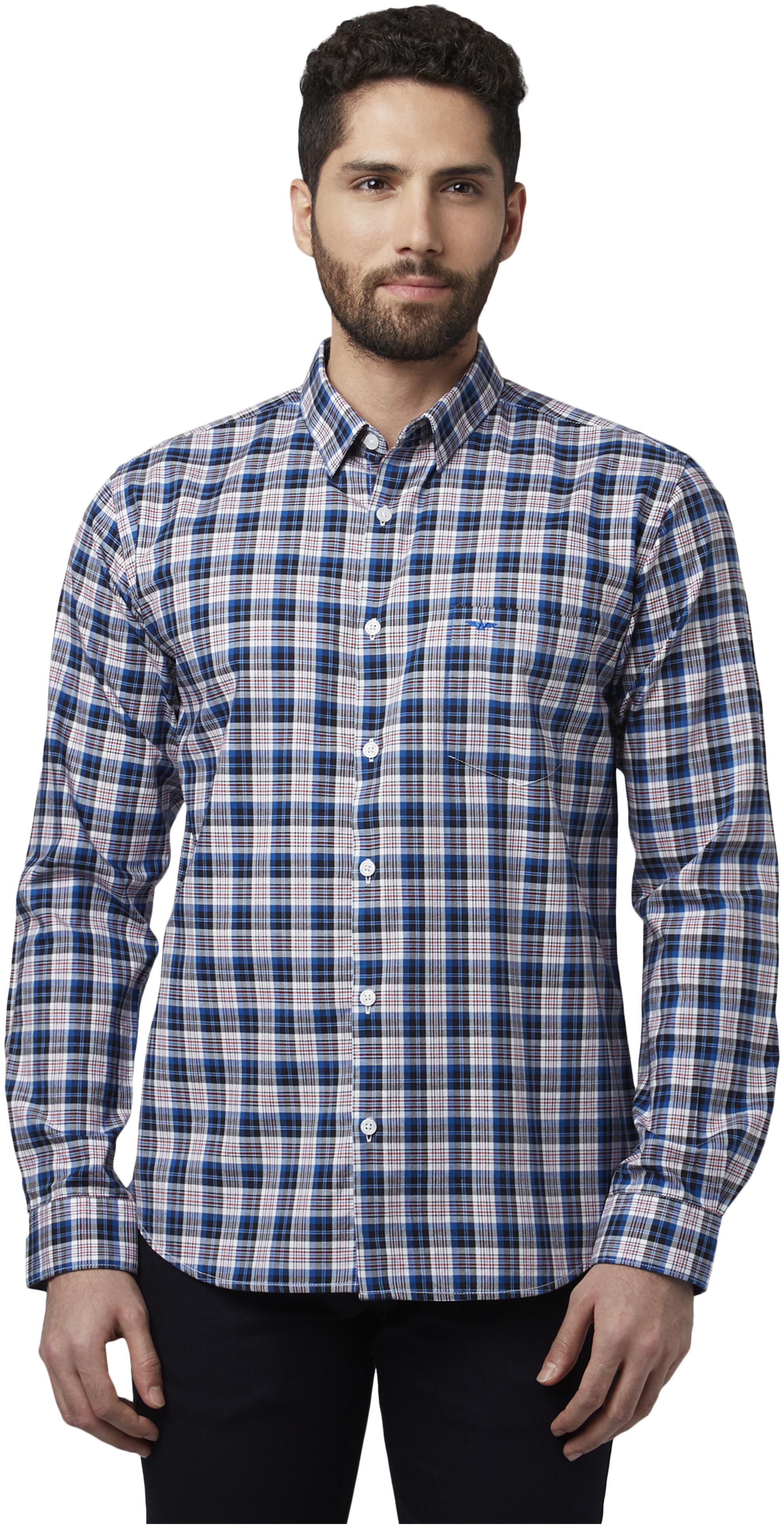 

Park Avenue Men Blue Checked Slim Fit Casual Shirt