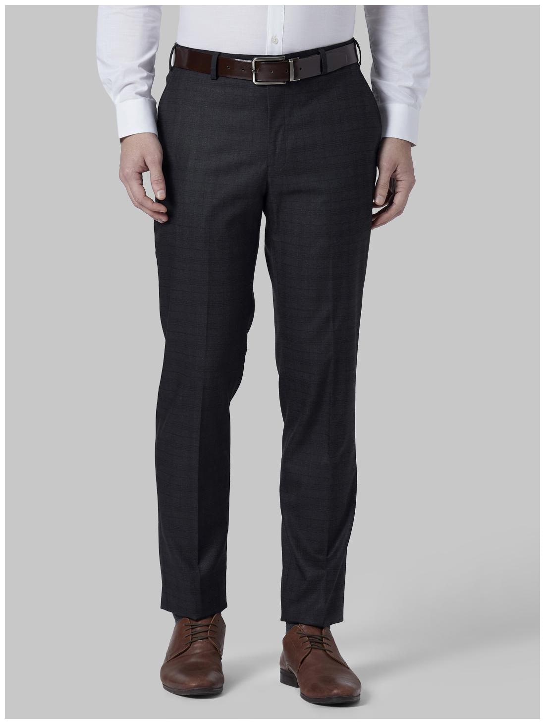 

Park Avenue Men Checked Regular Fit Formal Trouser - Grey