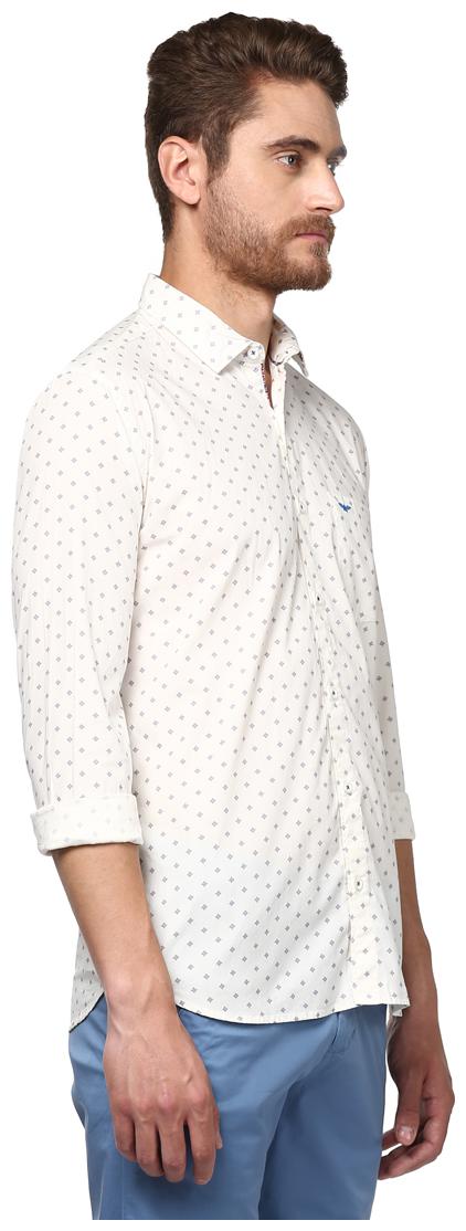 

Park Avenue Men White Printed Slim Fit Casual Shirt