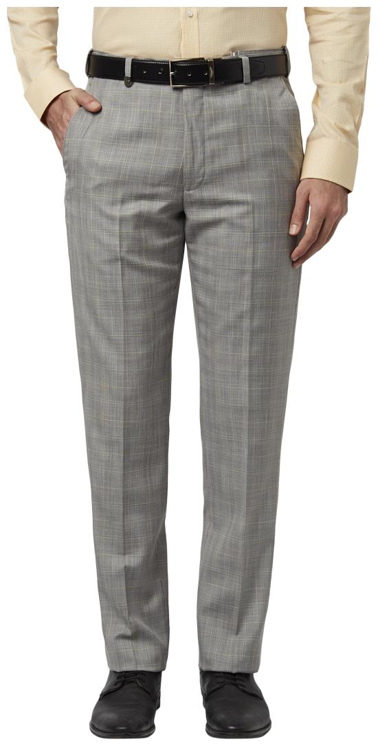 

Park Avenue Men Checked Regular Fit Formal Trouser - Grey