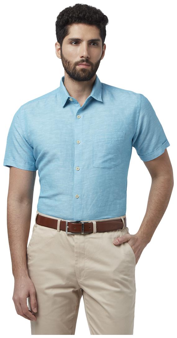 

Park Avenue Men Blue Solid Slim Fit Casual Shirt
