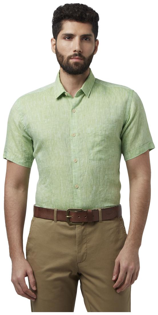 

Park Avenue Men Green Solid Slim Fit Casual Shirt