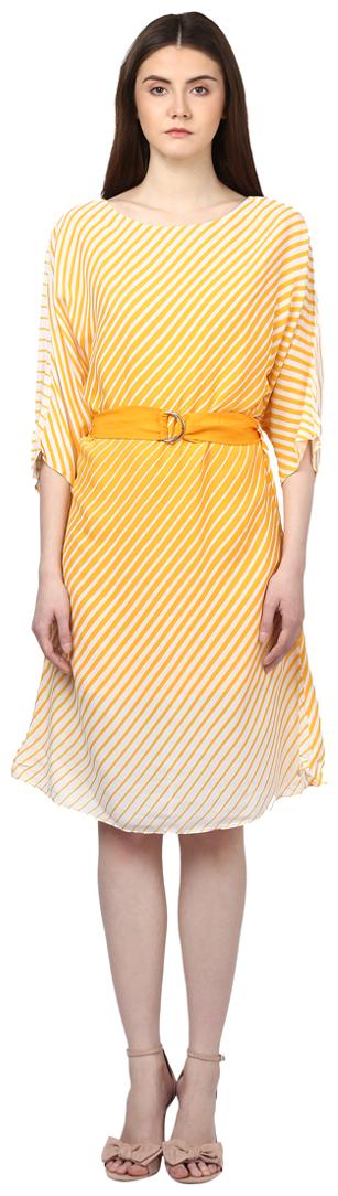 

Park Avenue Yellow Solid A-line dress