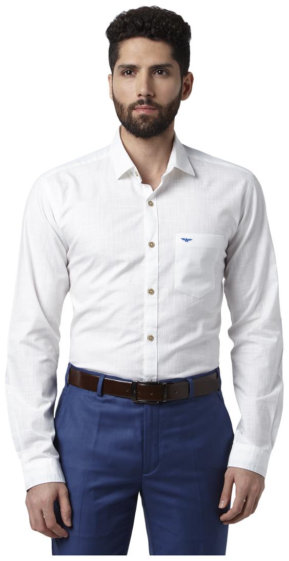 

Park Avenue Men White Solid Slim Fit Casual Shirt