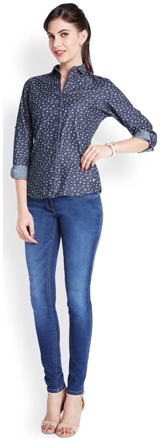 

Park Avenue Women Red Printed Slim Fit Shirt