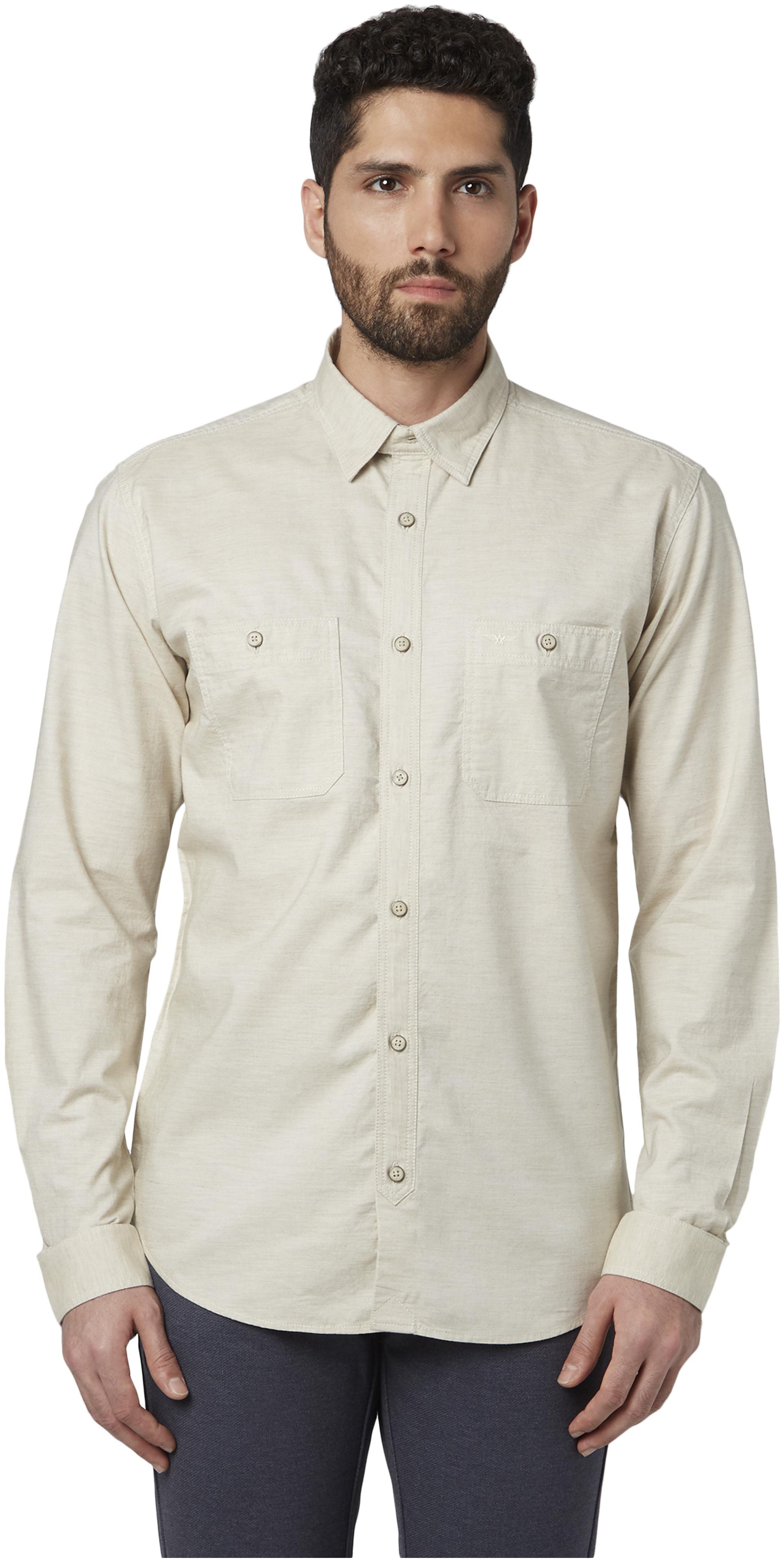 

Park Avenue Men Beige Solid Slim Fit Casual Shirt