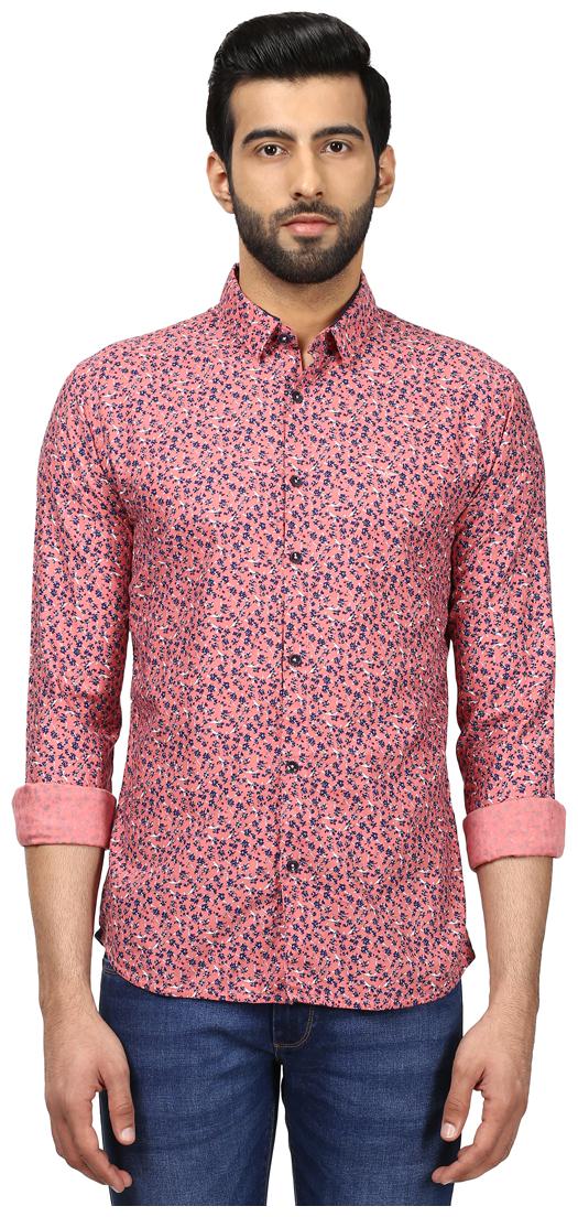 

Park Avenue Men Pink Printed Slim Fit Casual Shirt