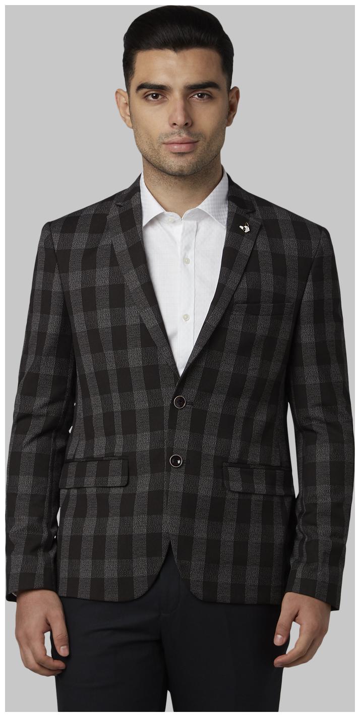 

Park Avenue Men Black Checked Regular fit Single Breasted Blazer