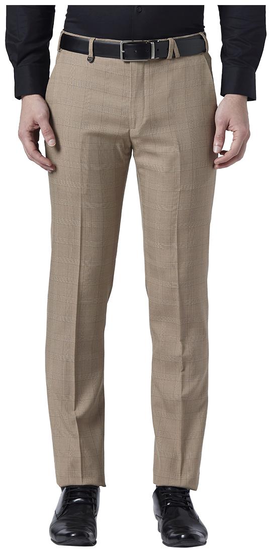 

Park Avenue Men Checked Slim Fit Formal Trouser - Beige