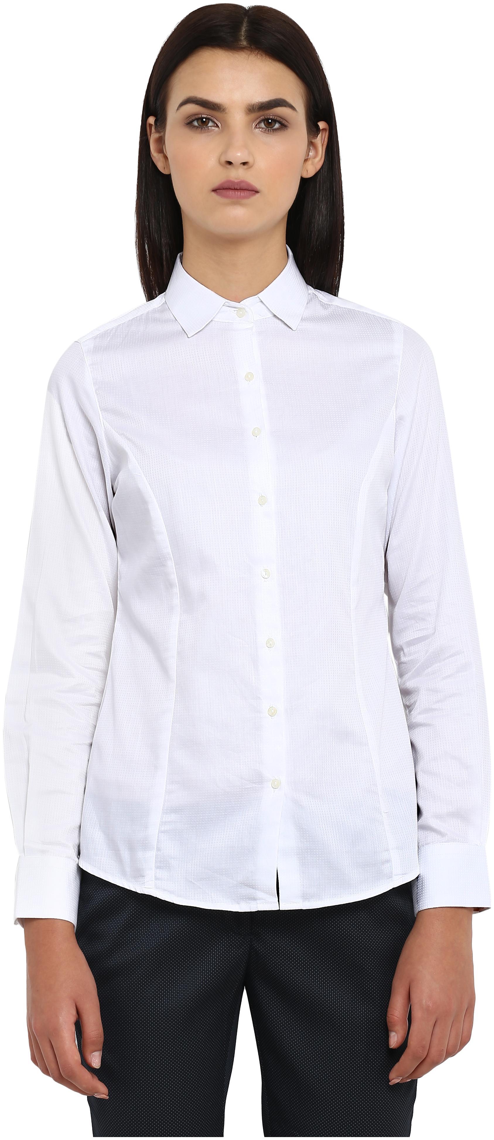

Park Avenue Women White Self Design Regular Fit Shirt
