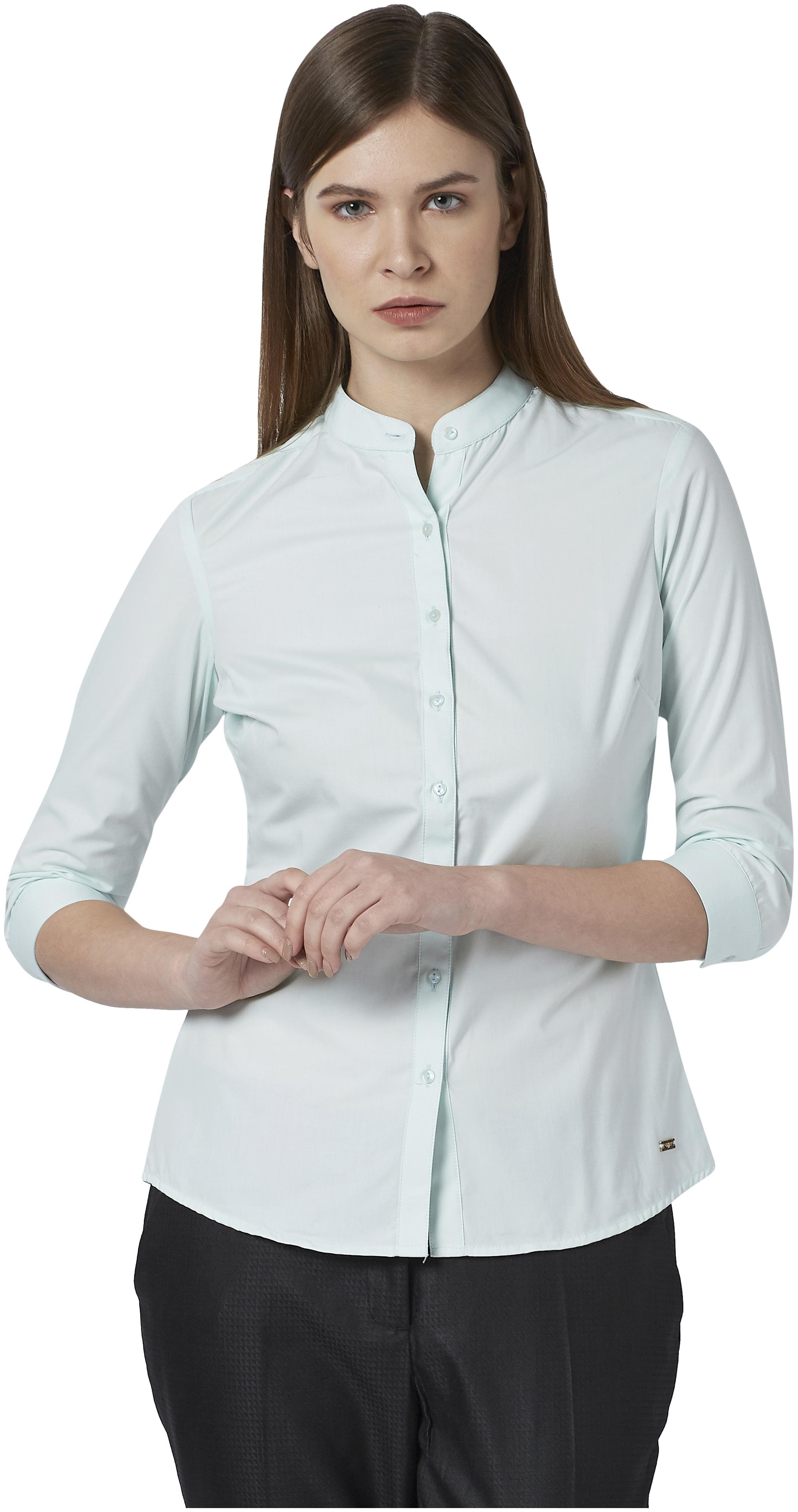 

Park Avenue Women Blue Solid Regular Fit Shirt