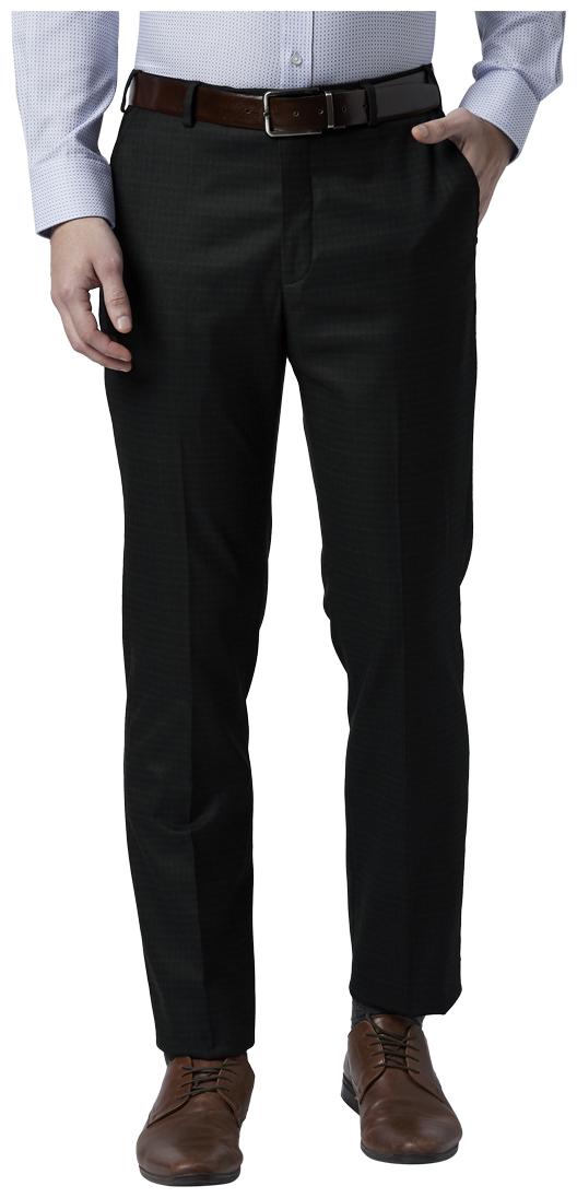 

Park Avenue Men Checked Slim Fit Formal Trouser - Black