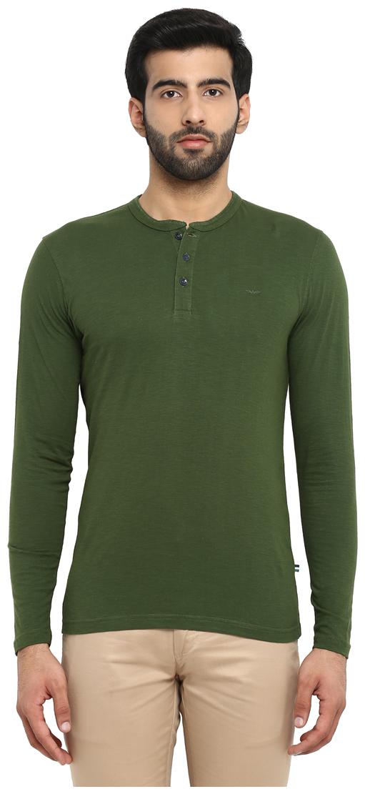

Park Avenue Men Green Regular fit Cotton Henley neck T-Shirt - Pack Of 1