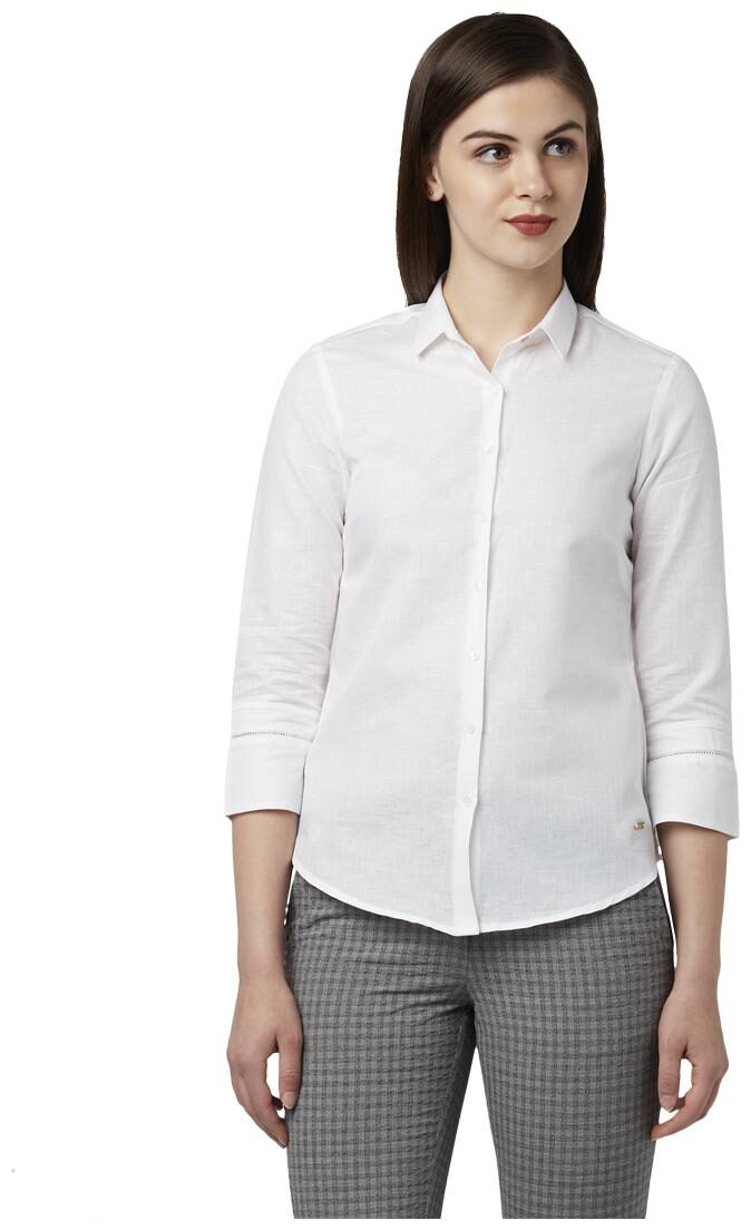 

Park Avenue Women White Solid Regular Fit Shirt