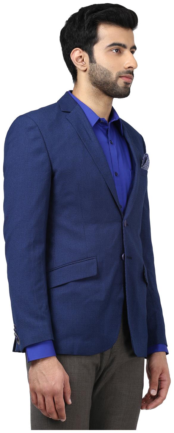 

Park Avenue Men Blue Printed Super slim fit Single Breasted Blazer