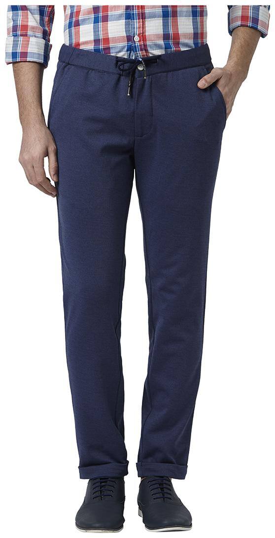 Park Avenue Men Blue Textured Regular fit Regular trousers