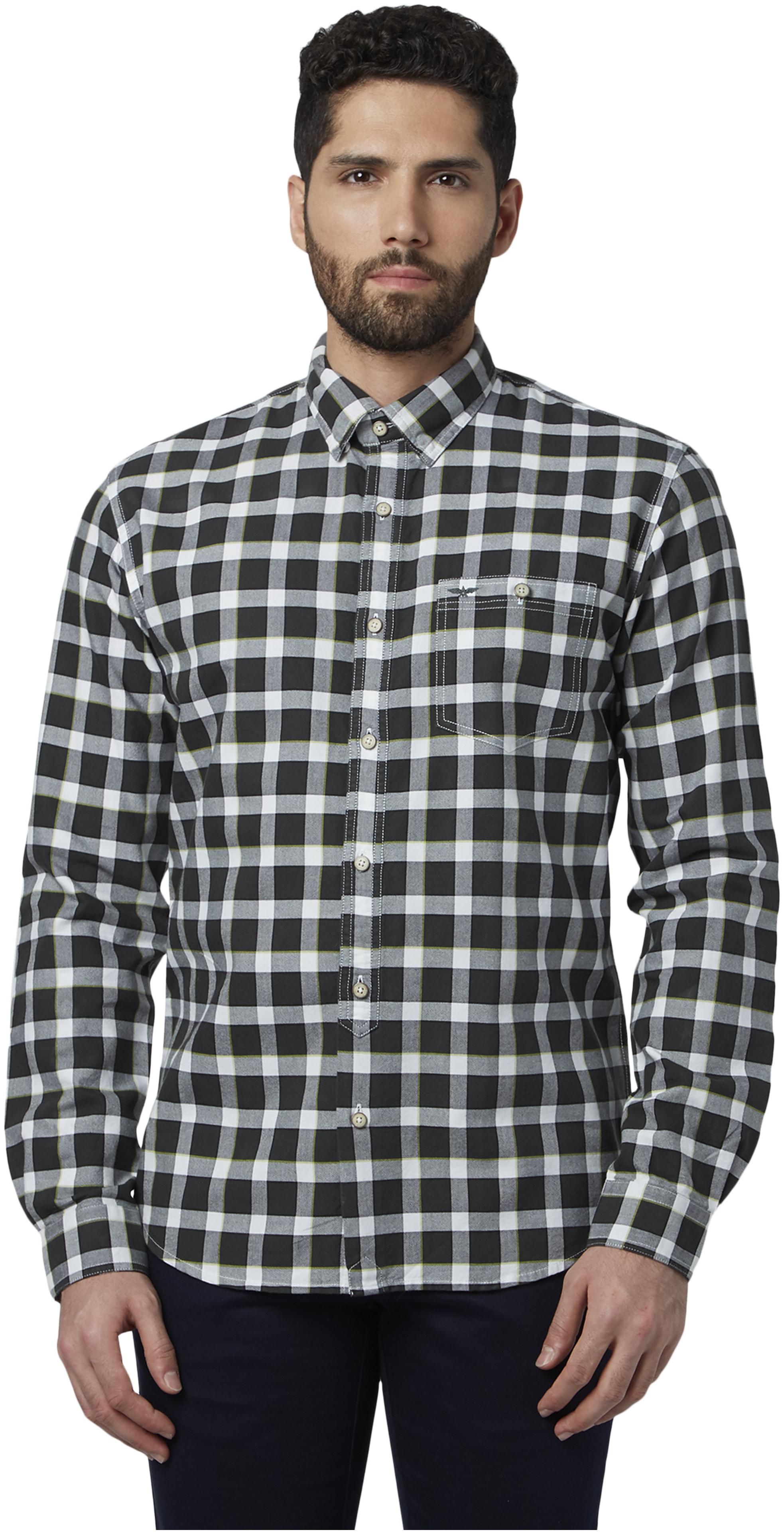 

Park Avenue Men Green Checked Slim Fit Casual Shirt