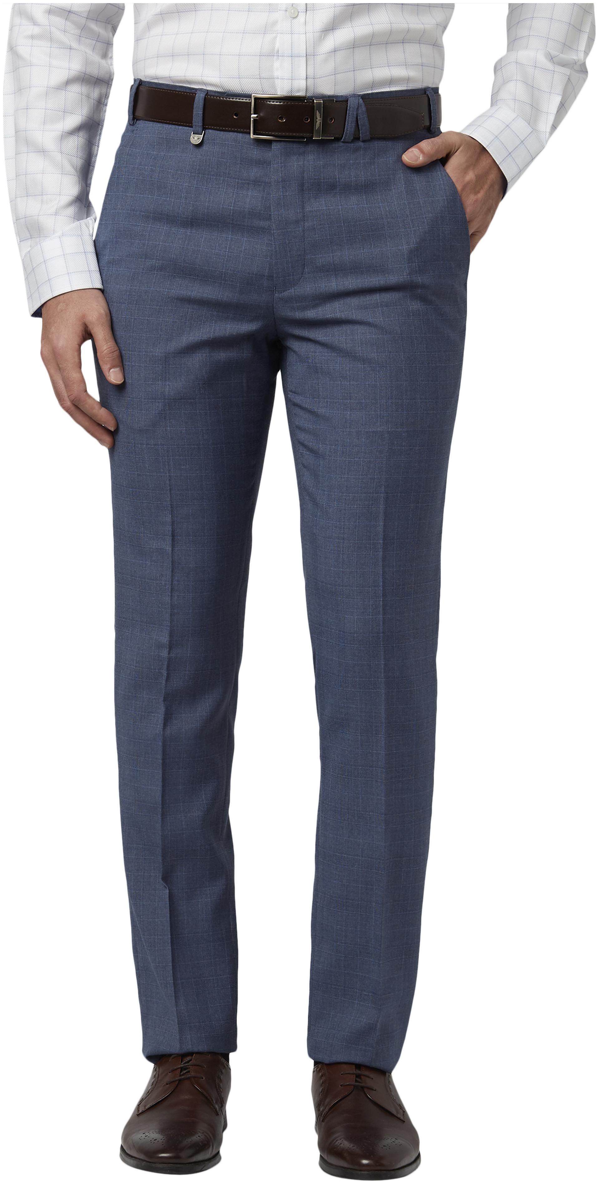 

Park Avenue Men Checked Regular Fit Formal Trouser - Blue