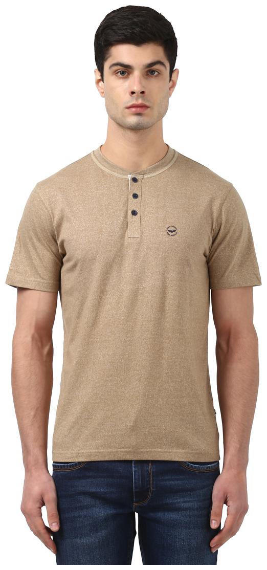 

Park Avenue Men Beige Regular fit Cotton Blend Mandarin collar T-Shirt - Pack Of 1