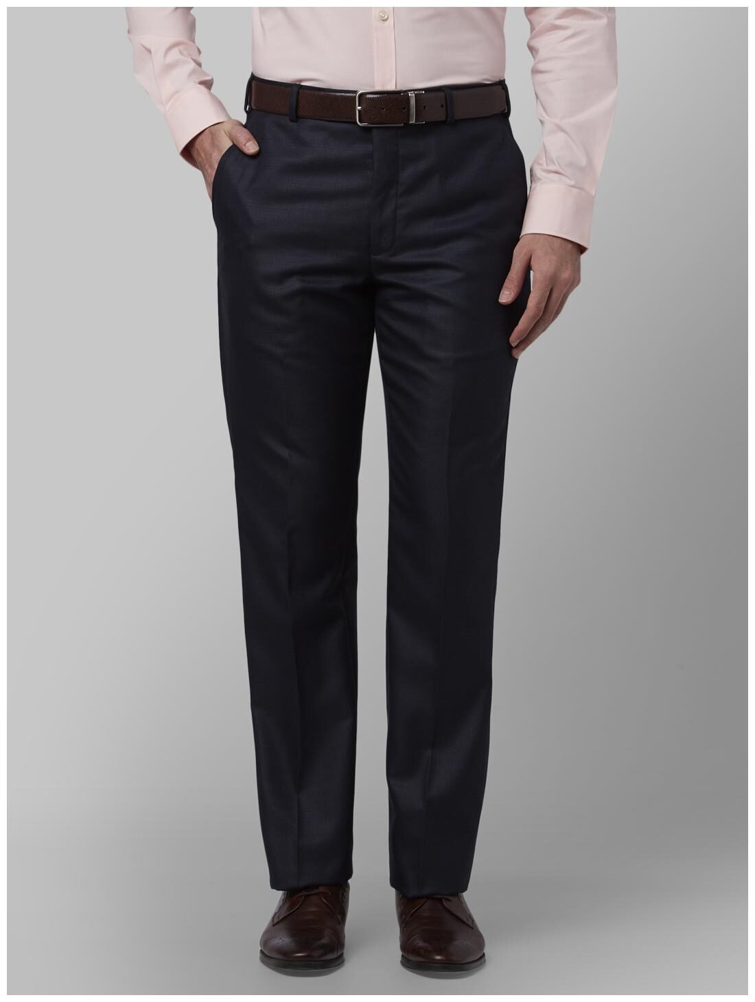

Park Avenue Men Checked Slim Fit Formal Trouser - Blue