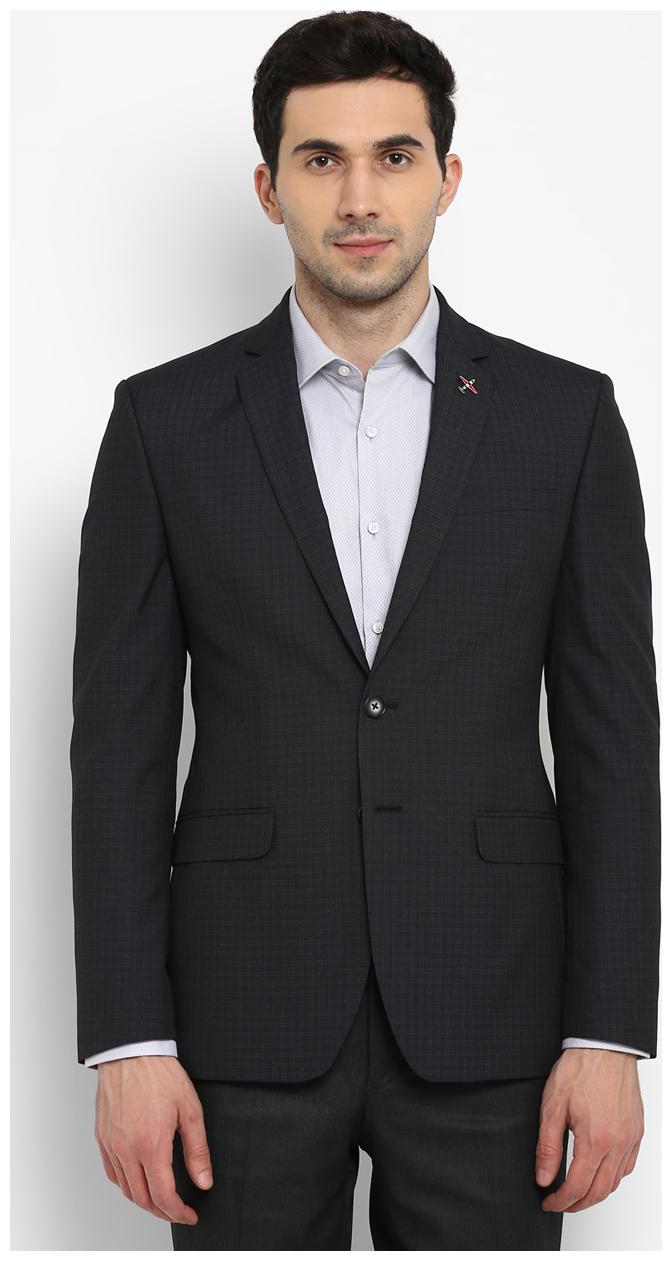 

Park Avenue Men Grey Checked Slim fit Single Breasted Blazer
