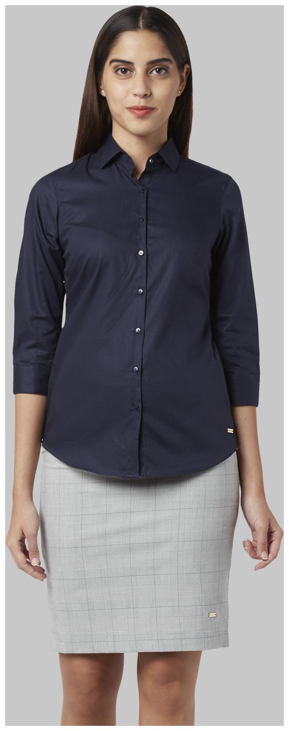 

Park Avenue Women Blue Solid Regular Fit Shirt