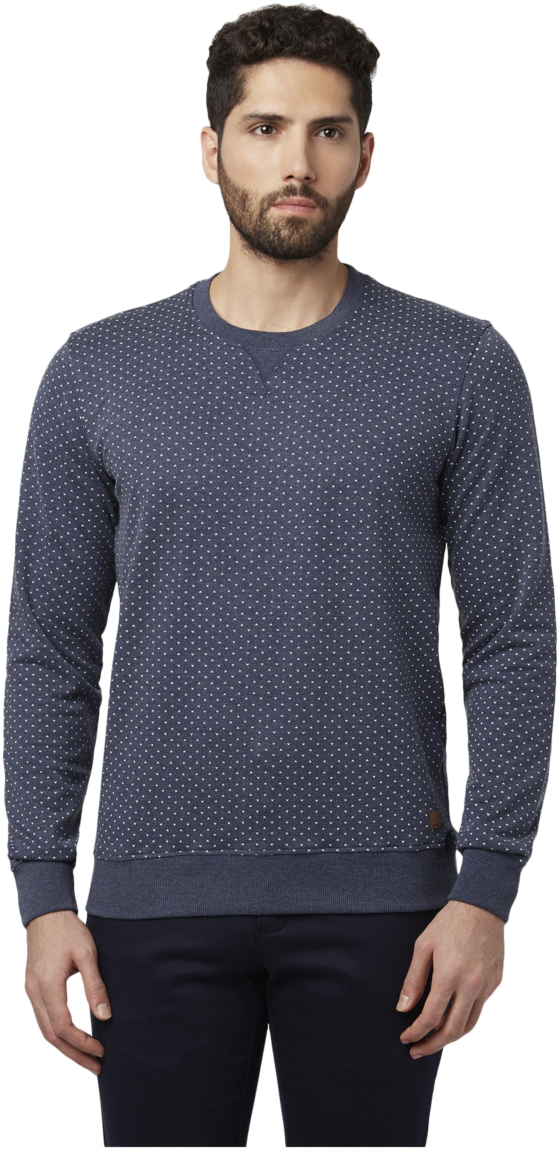 

Park Avenue Men Cotton Printed Sweatshirt Blue