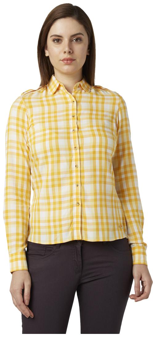 

Park Avenue Women Yellow Checked Regular Fit Shirt
