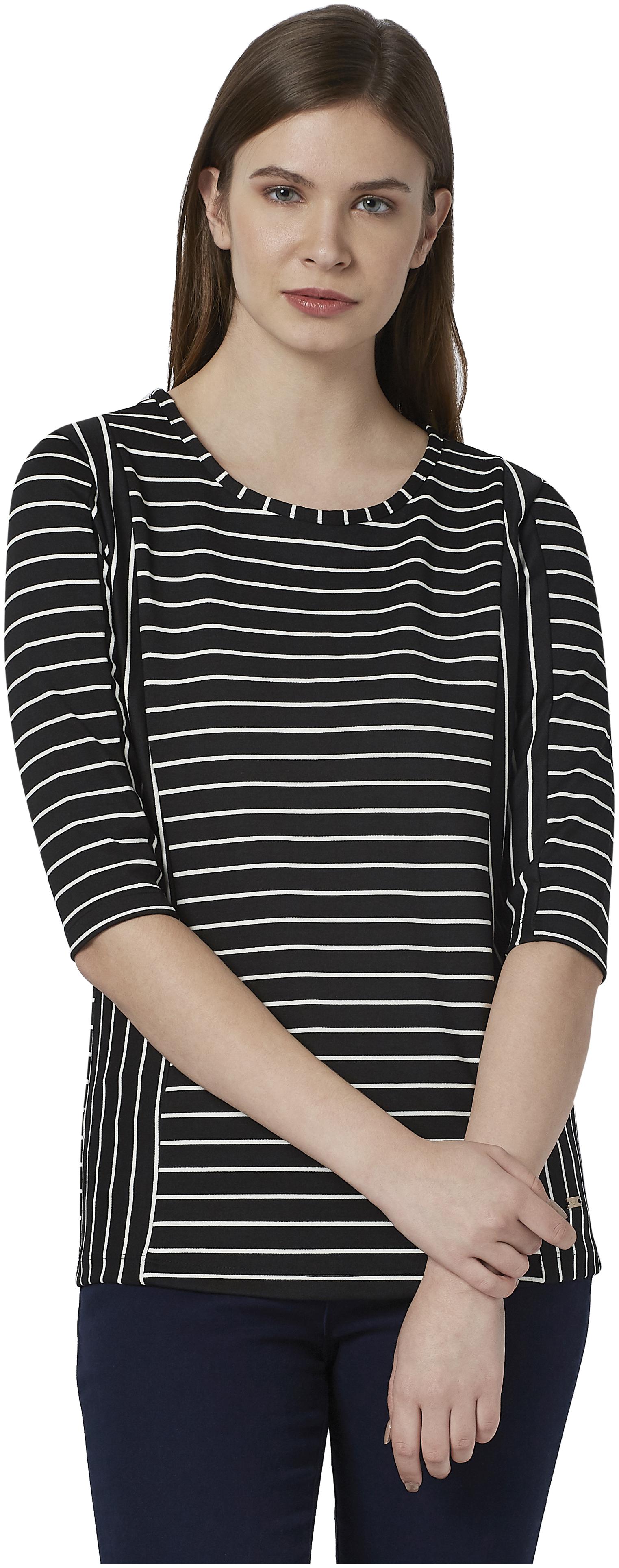 

Park Avenue Women Black Regular fit Round neck Polyester T shirt
