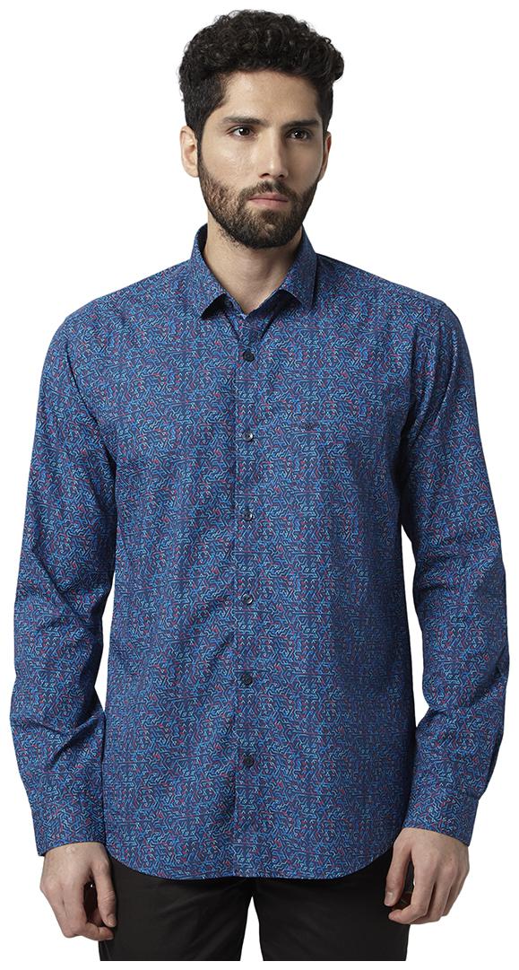 

Park Avenue Men Blue Printed Slim Fit Casual Shirt